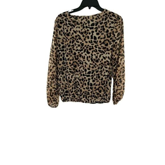 Vince Camuto Blouse Womens Size XS Leopard Print Faux Wrap Keyhole Neckline NEW - Picture 5 of 9